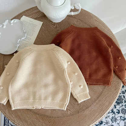 Pom-Pom Knit Baby Cardigan 