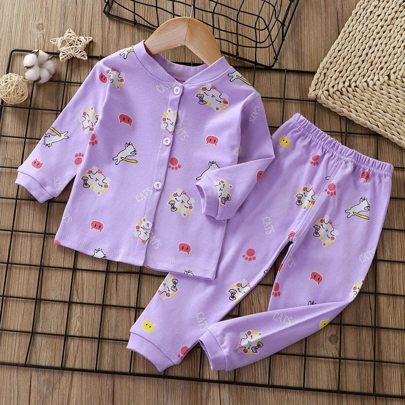 Colección de pijama de bebé impreso de dibujos animados