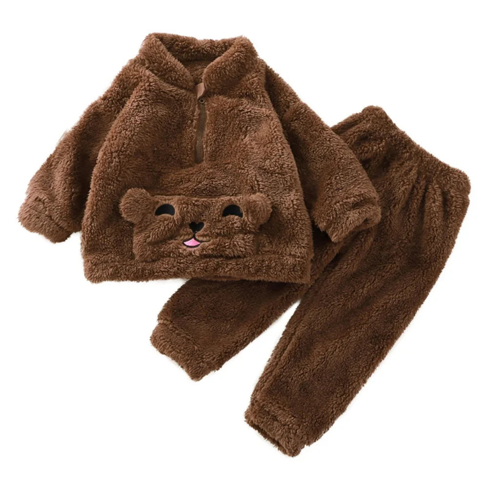Beige Bunny Fleece Pajama Set
