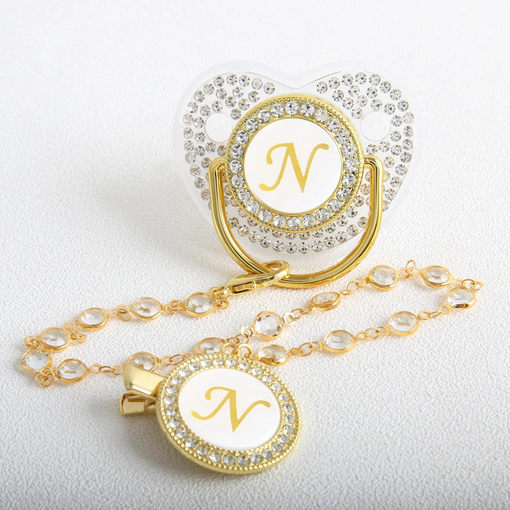 Lettera d'oro personalizzata BABY PICIFIER SET