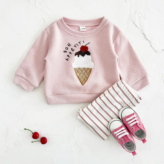 Outfit per bambini ricamato al gelato 