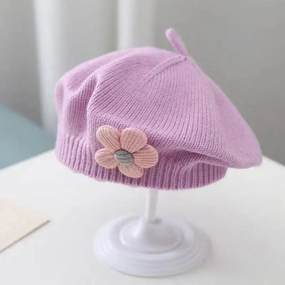 Beretto a maglia ricamato a fiori 