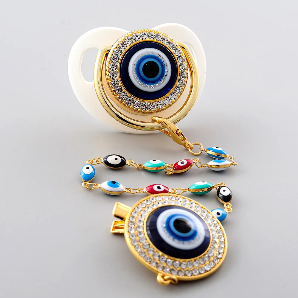 Elegant Evil Eye Eye Pacifier & Chain Set