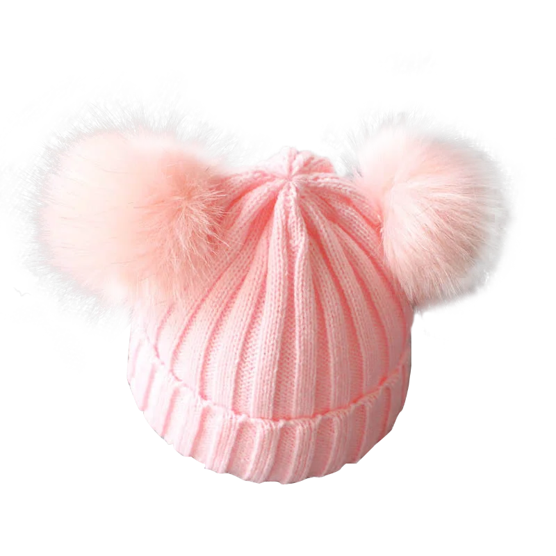 Doppio berretto a maglia Pom-Pom 