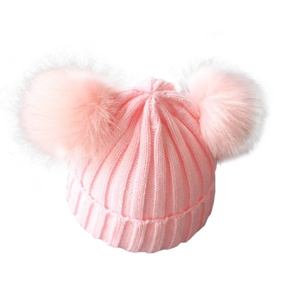 Doppio berretto a maglia Pom-Pom 