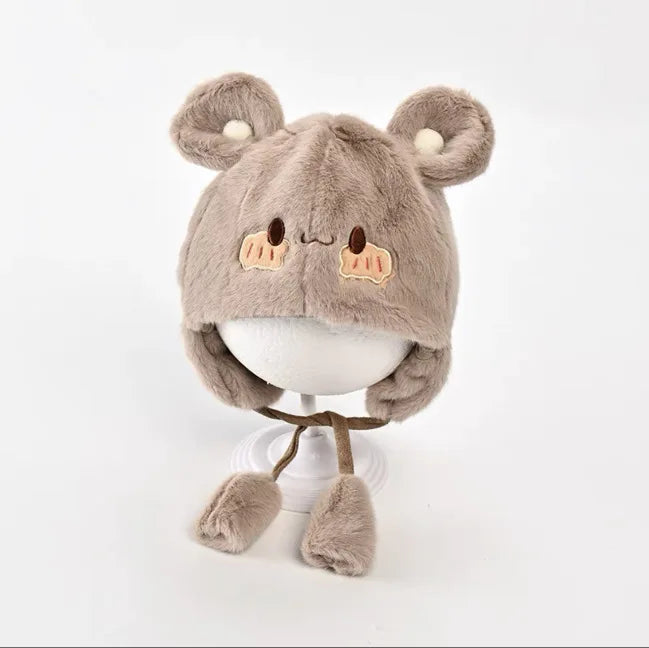 Cappello invernale per orecchie di orso fuzzy 