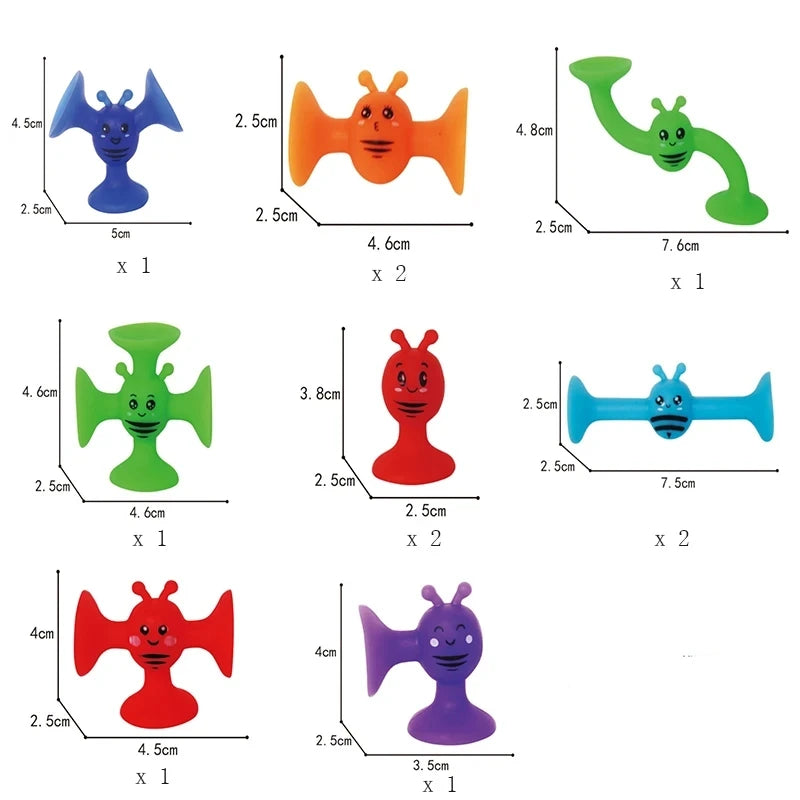 Coloridos juguetes de baño de taza de succión