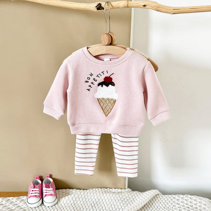 Outfit per bambini ricamato al gelato 