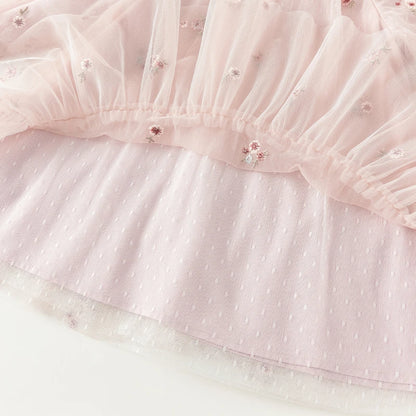 Dave Bella Mesh Floral Princess Dress Baby