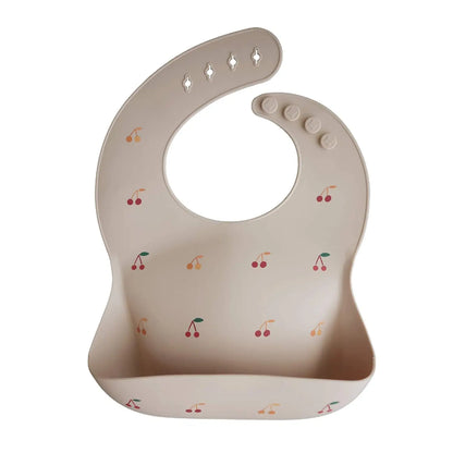 Bavaglini in silicone floreale beige e blu