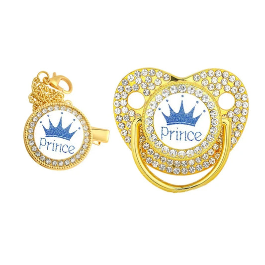 Pacifier de príncipe y princesa de diamantes de diamantes