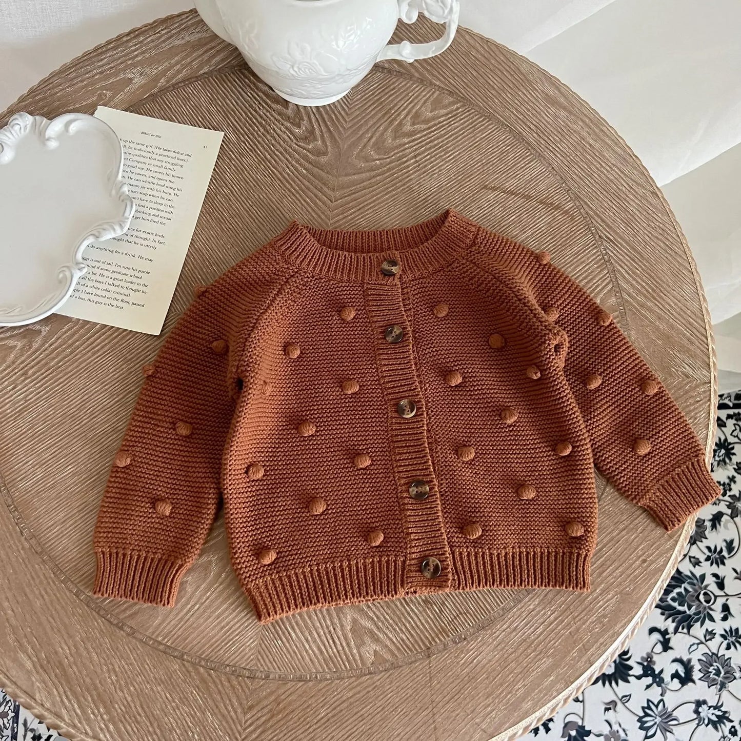 Pom-Pom Knit Baby Cardigan 