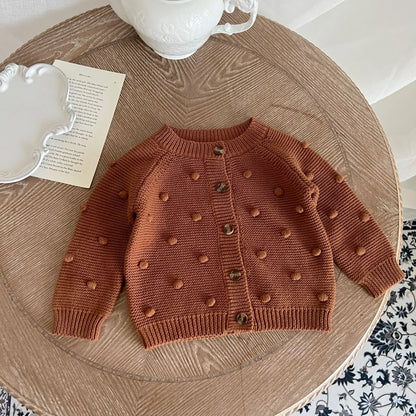 Pom-Pom Knit Baby Cardigan 