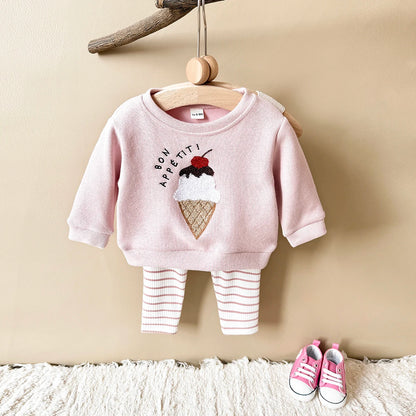 Outfit per bambini ricamato al gelato 