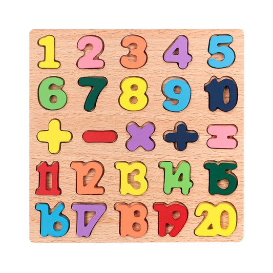 Alfabeto in legno, set di puzzle di numeri e forma