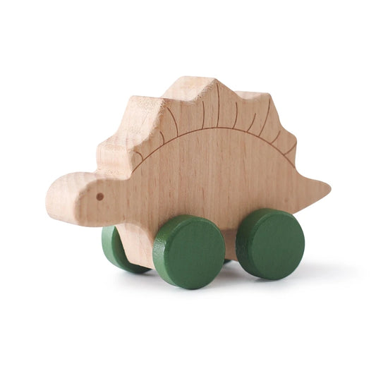 Set di giocattoli di dinosauro e veicolo in legno 