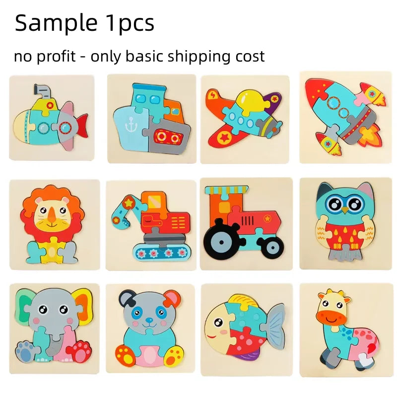 Juego de rompecabezas de madera animal