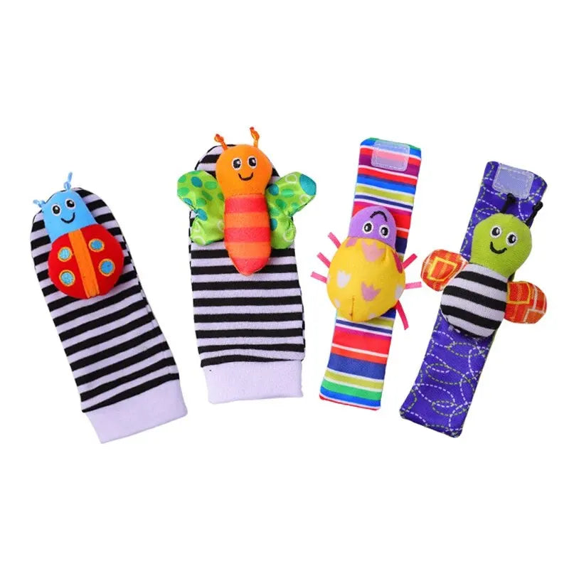 4pcs Baby Development Socks & Pollo Rattles 