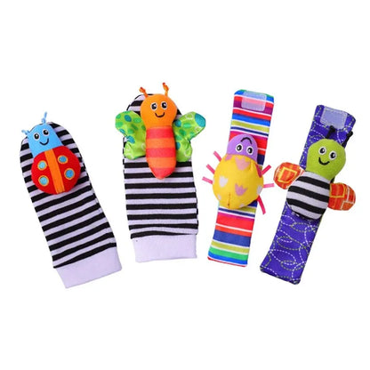 4pcs Baby Development Socks & Pollo Rattles 
