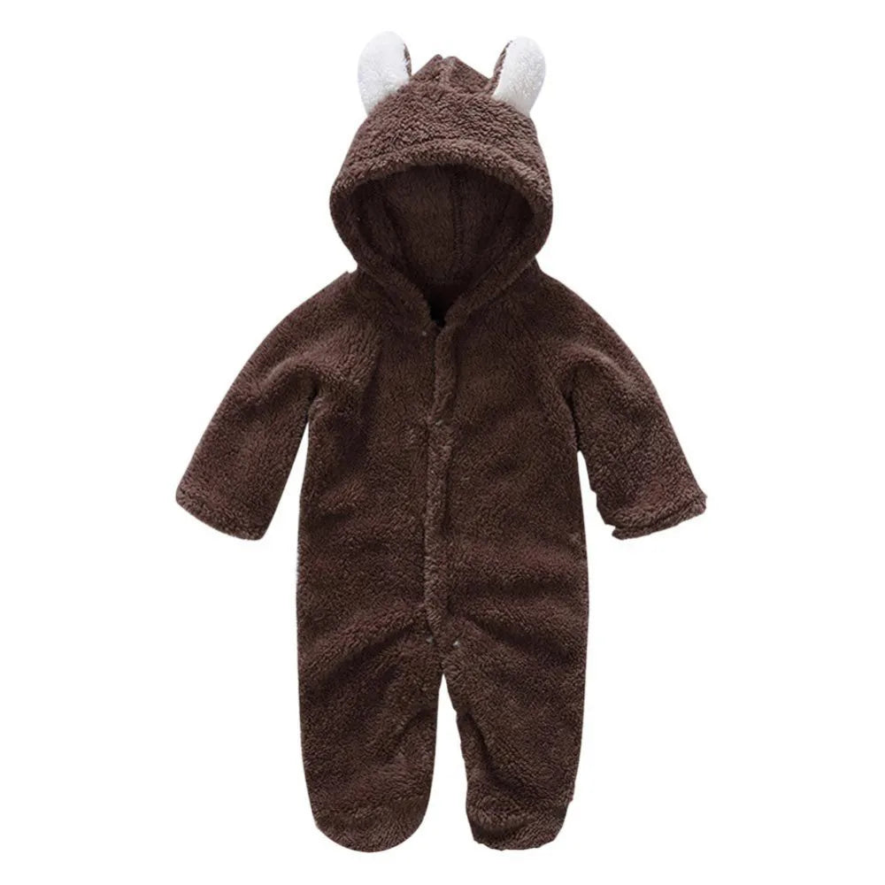 Romper de bebé de oso rosa esponjoso