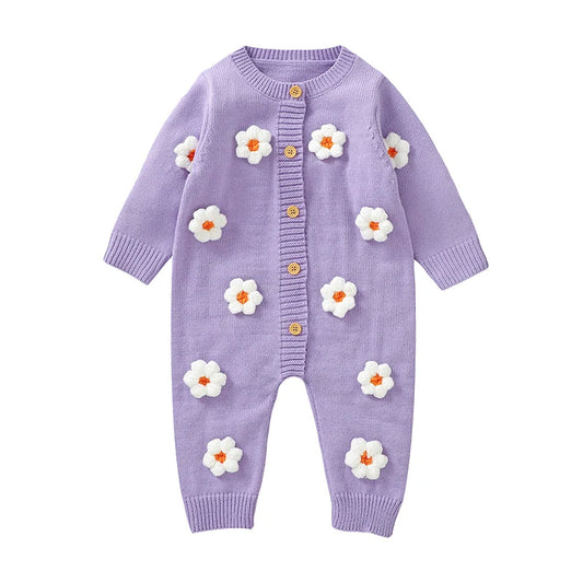 Pannollo a maglia per bambini con appliqué floreale 