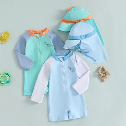 Traje de baño de bebés para niños con sombrero