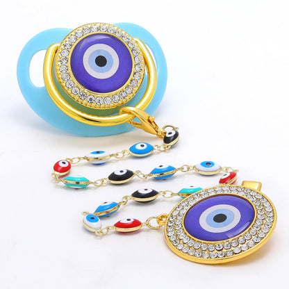 Elegant Evil Eye Eye Pacifier & Chain Set