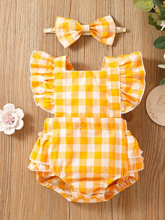 Gingham Charm Baby Ganper Set