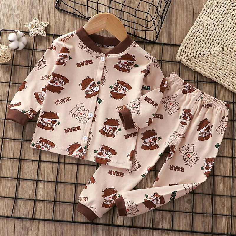 Colección de pijama de bebé impreso de dibujos animados