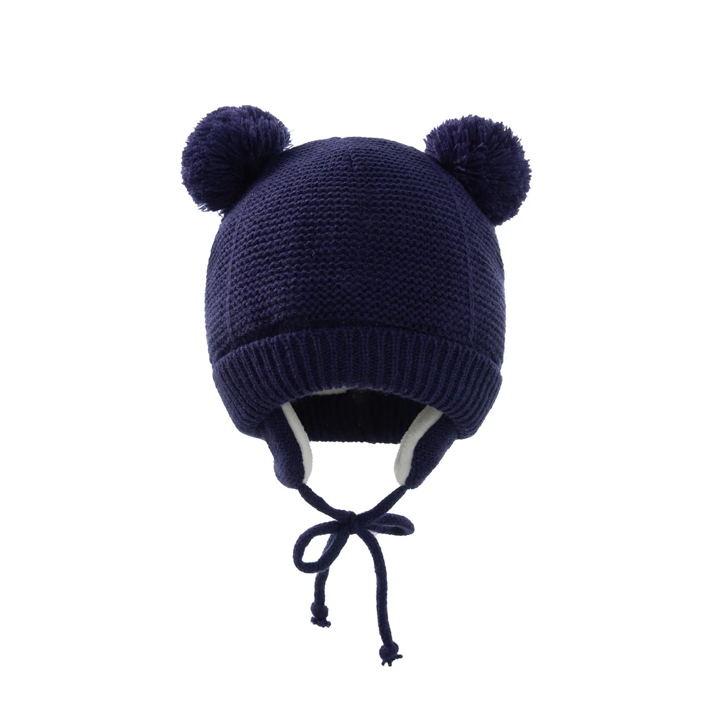 Gorro de bebé de punto de pom-pom doble 
