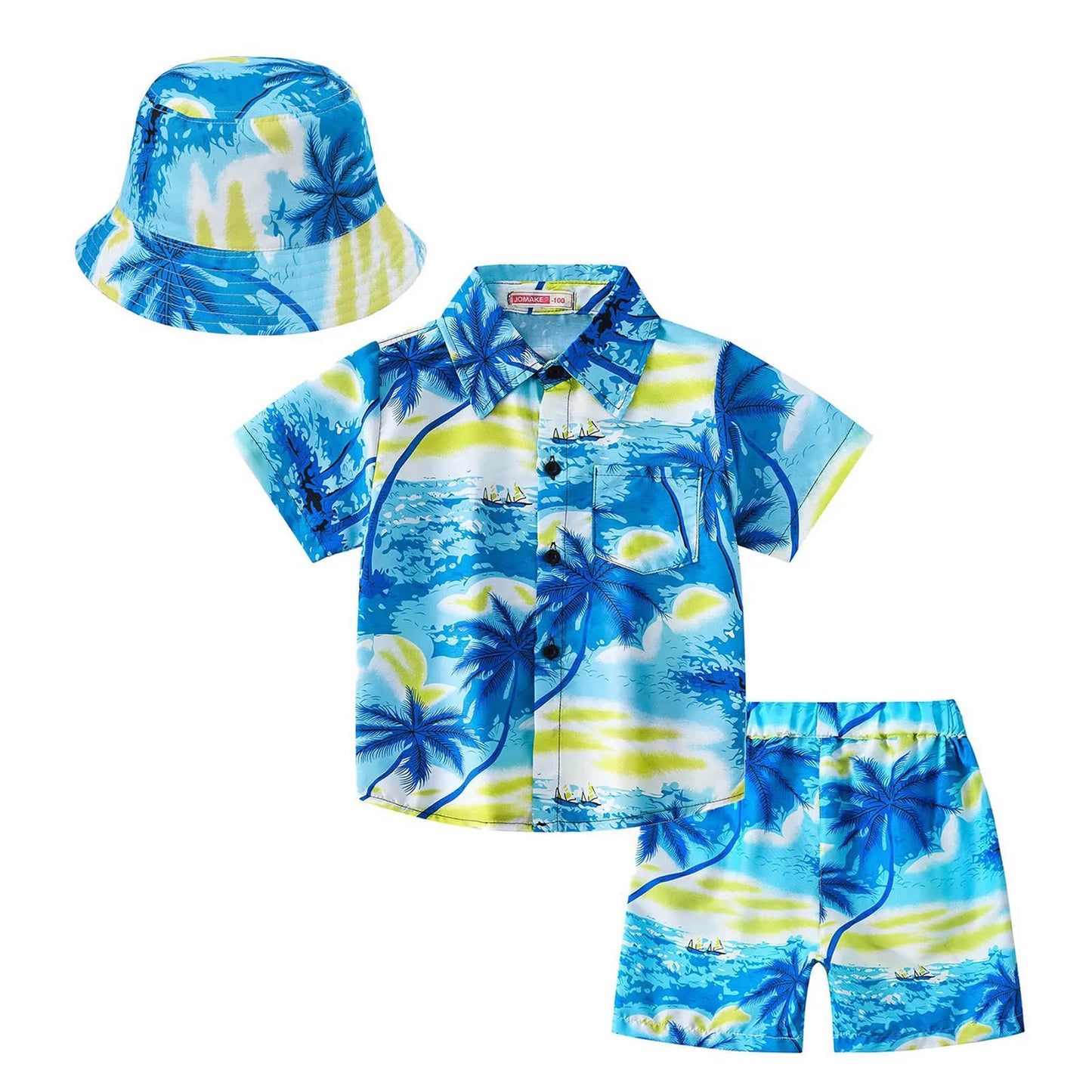 Camicia e pantaloncini dell'isola tropicale con cappello