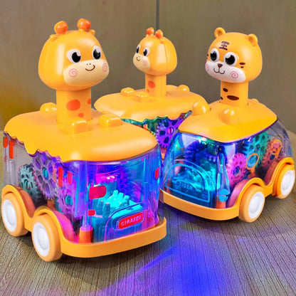 Cartios de juguete de animales iluminados en marcha