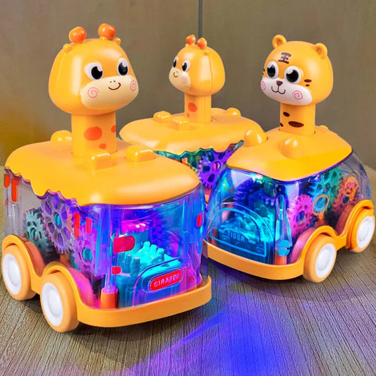 Cartios de juguete de animales iluminados en marcha