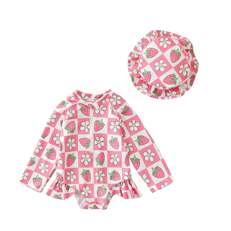 Juego de trajes de baño de volantes de flamenco rosa