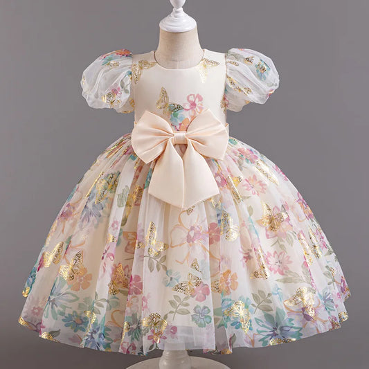 Bubble Sleeves Butterfly Princess Dress
