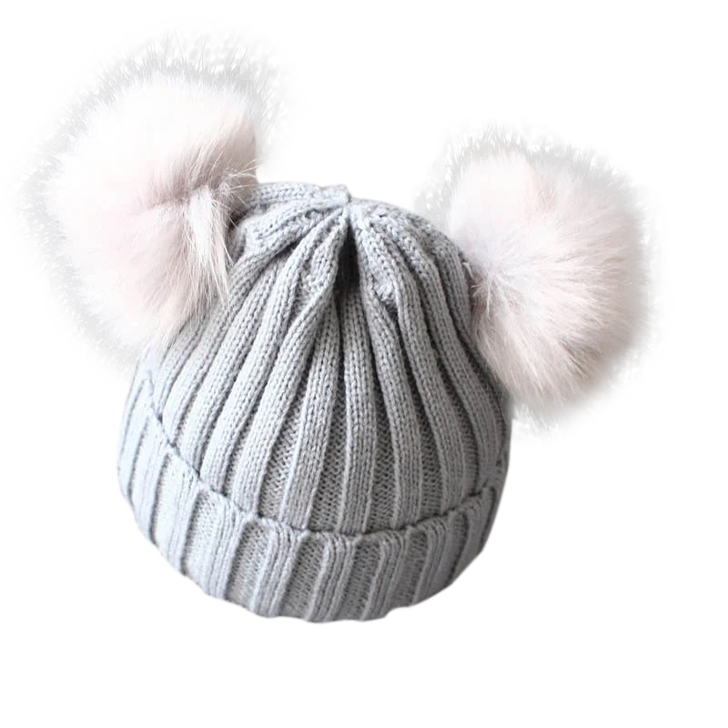 Doppio berretto a maglia Pom-Pom 