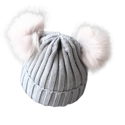Doppio berretto a maglia Pom-Pom 