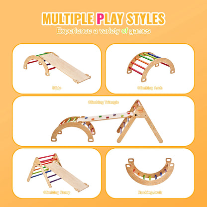 Set de triángulo Pikler 5-in-1 5-in-1-Aventura interior para niños pequeños