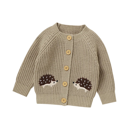Twin Hedgehog Button-Up Cardigan 