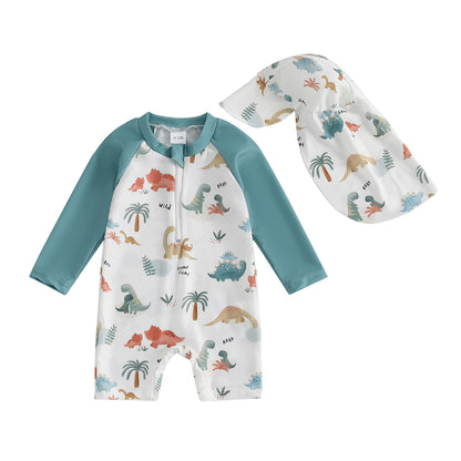 Costume da bagno dinosauro per bambini con cappello