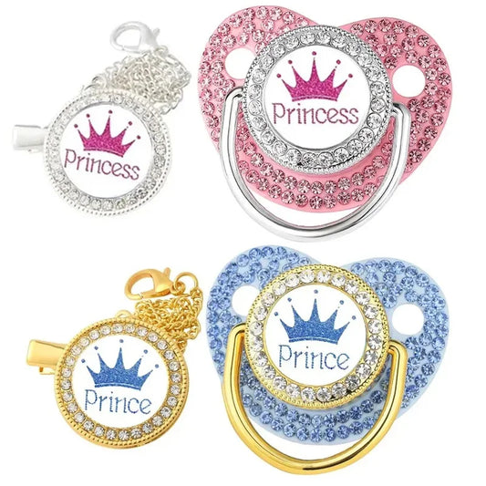 Pacifier de príncipe y princesa de diamantes de diamantes