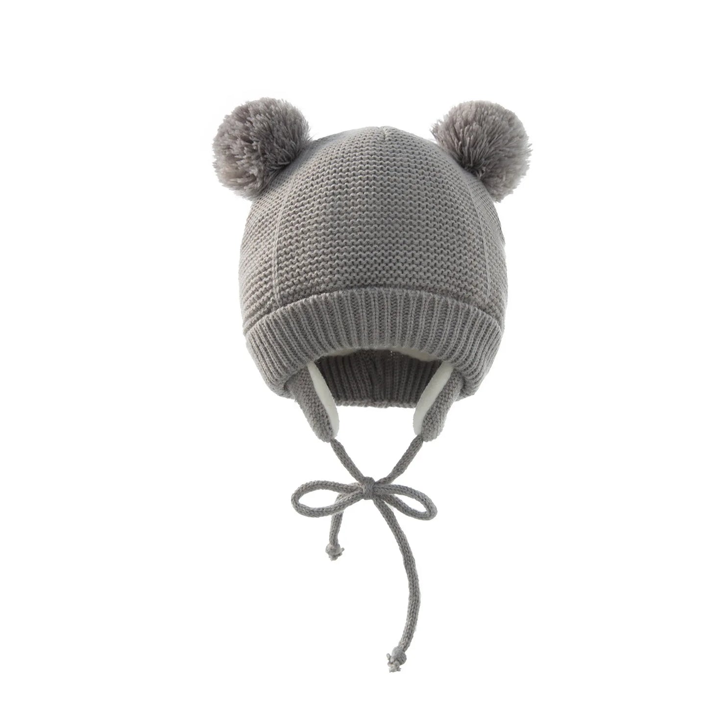 Gorro de bebé de punto de pom-pom doble 