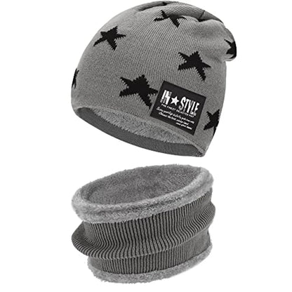 Set di berretto da stella grigia di stile grigio